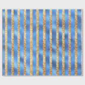 Eleganter Blue Metallic Gold Glitzer Geschenkpapier (Flach)