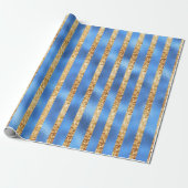 Eleganter Blue Metallic Gold Glitzer Geschenkpapier (Ungerollt)