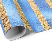 Eleganter Blue Metallic Gold Glitzer Geschenkpapier (Rolleneckpunkt)