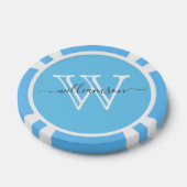 Eleganter Blue Minimal Name und Mit Monogramm Pokerchips (Einzeln)