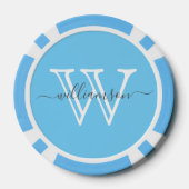 Eleganter Blue Minimal Name und Mit Monogramm Pokerchips (Rückseite)