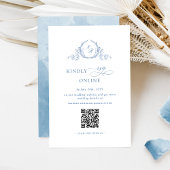 Eleganter Blue Mit Monogramm UAWG Online QR Code Begleitkarte