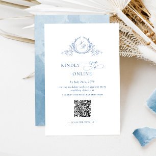 Eleganter Blue Mit Monogramm UAWG Online QR Code Begleitkarte
