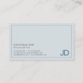Eleganter Blue Modern Monogram Premium Linen Luxus Visitenkarte (Rückseite)