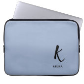 Eleganter Blue Monogram Laptop Sleeve (Vorderseite)