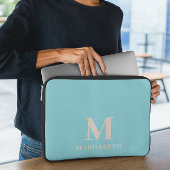 Eleganter Blue Monogram Laptop Sleeve