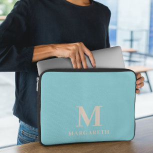 Eleganter Blue Monogram Laptop Sleeve