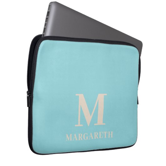 Eleganter Blue Monogram Laptop Sleeve (Vorne Rechts)
