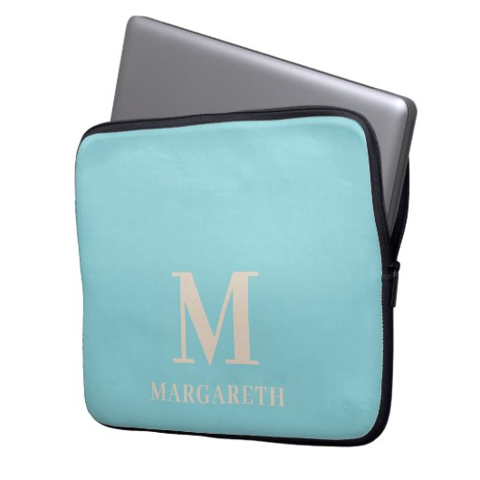 Eleganter Blue Monogram Laptop Sleeve (Vorderseite Links)