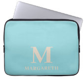 Eleganter Blue Monogram Laptop Sleeve (Vorderseite)