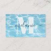 Eleganter Blue Monogram Schwimmlehrer Coach Visitenkarte (Vorderseite)