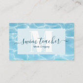 Eleganter Blue Monogram Schwimmlehrer Visitenkarte (Vorderseite)