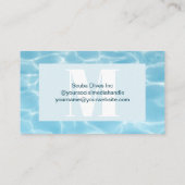 Eleganter Blue Monogram Scuba Diving Instructor Visitenkarte (Rückseite)