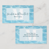 Eleganter Blue Monogram Scuba Diving Instructor Visitenkarte (Vorne/Hinten)