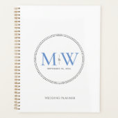 Eleganter Blue Monogram Wedding Planner Planer (Vorderseite)