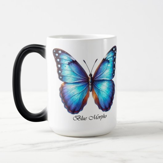 Eleganter Blue Morpho Schmetterlings-Wrap  Verwandlungstasse (Links)