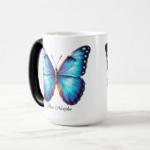 Eleganter Blue Morpho Schmetterlings-Wrap  Verwandlungstasse (Vorderseite Links)