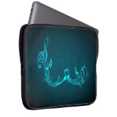 Eleganter Blue Musiknotens Texture Notebook-Sieb Laptopschutzhülle (Vorne Rechts)
