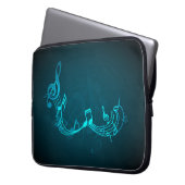 Eleganter Blue Musiknotens Texture Notebook-Sieb Laptopschutzhülle (Vorderseite Links)