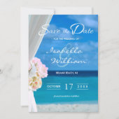 Eleganter Blue Ocean Beach Save the Date Einladung (Vorderseite)