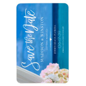 Eleganter Blue Ocean Beach Save the Date Magn Magnet (Vertikal)