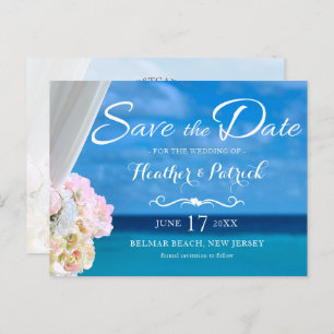 Eleganter Blue Ocean Beach Summer Save the Date Ankündigungspostkarte