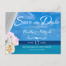 Eleganter Blue Ocean Beach Summer Save the Date Ankündigungspostkarte