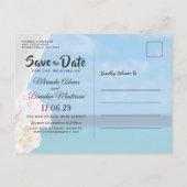 Eleganter Blue Ocean Beach Summer Save the Date Ankündigungspostkarte (Rückseite)