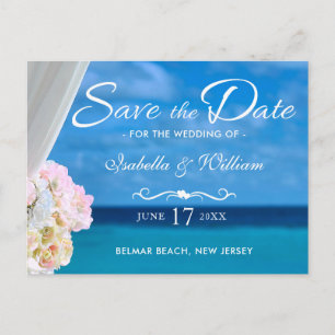 Eleganter Blue Ocean Beach Summer Save the Date Ankündigungspostkarte