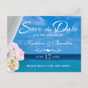 Eleganter Blue Ocean Beach Summer Save the Date Ankündigungspostkarte
