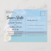 Eleganter Blue Ocean Beach Summer Save the Date Ankündigungspostkarte (Rückseite)