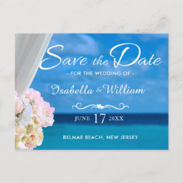 Eleganter Blue Ocean Beach Summer Save the Date Ankündigungspostkarte