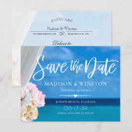 Eleganter Blue Ocean Beach Summer Save the Date Ankündigungspostkarte
