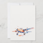 Eleganter Blue Orange Blush Airplane Geburtstag Einladung (Rückseite)