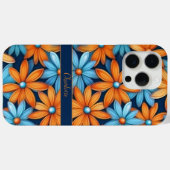 Eleganter Blue Orange Floral Daisies Individuelle Case-Mate iPhone Hülle (Rückseite (Horizontal))