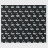 Eleganter Blue Pearl Swan auf schwarzem Hintergrun Geschenkpapier (Flach)