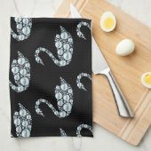 Eleganter Blue Pearl Swan auf schwarzem Hintergrun Geschirrtuch (Viertel Falte)