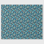 Eleganter Blue Pebbles Gold Akzent Abstrakt Geschenkpapier (Flach)