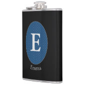 Eleganter Blue Personalisiert Monogram Flask Flachmann (Links)