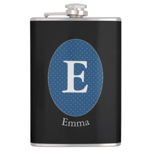 Eleganter Blue Personalisiert Monogram Flask Flachmann
