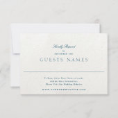 Eleganter Blue Romantic Classic QR CODE Wedding RSVP Karte (Vorderseite)