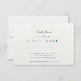 Eleganter Blue Romantic Classic QR CODE Wedding RSVP Karte