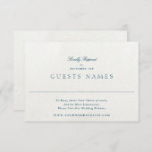 Eleganter Blue Romantic Classic QR CODE Wedding RSVP Karte (Vorne/Hinten)