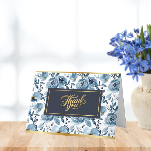 Eleganter Blue Rose Weißes Muster Cotattecore Dankeskarte