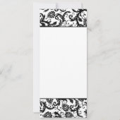 Eleganter Blue Schriftart Black Damask Einladung (Rückseite)