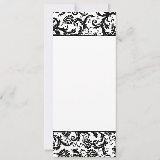 Eleganter Blue Schriftart Black Damask Einladung (Rückseite)