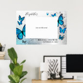 Eleganter Blue Silver Butterfly Foto Booth Prop Poster (Heimbüro)