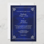 Eleganter Blue Silver Frame Wedding Einladung (Vorderseite)