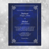 Eleganter Blue Silver Frame Wedding Einladung