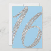 Eleganter Blue Silver Sequin Glitzer Sweet 16 Einladung (Rückseite)